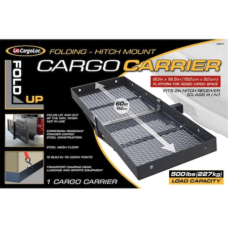 Gourmetgalley 60 x 19.5 in. Fold-Up Hitch Mount Cargo Carrier - 500 lbs GO3311160